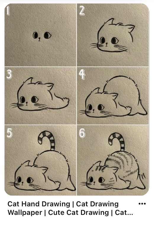 Desenho de Gato fofo passo a passo para colorir