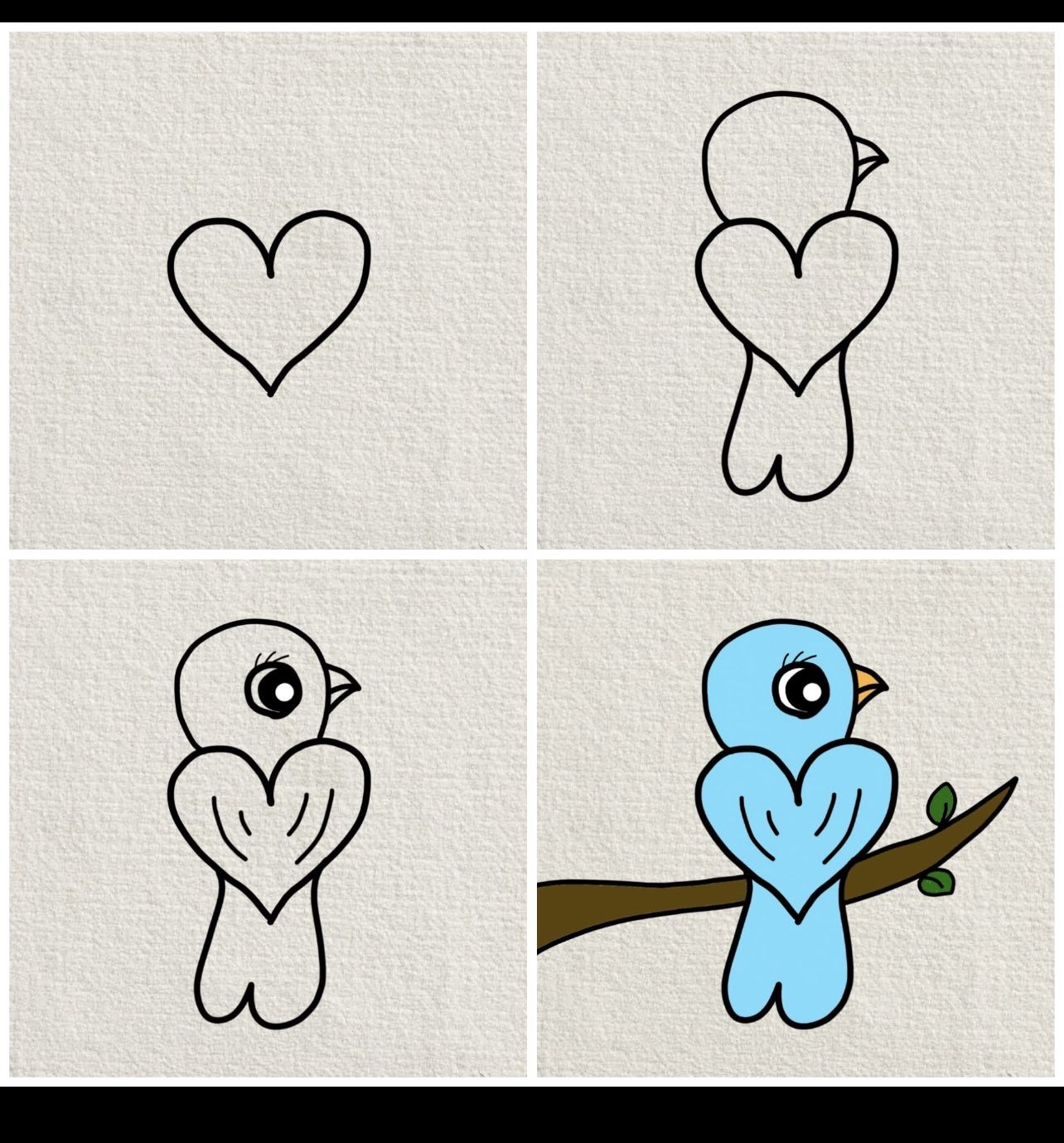 Desenhos Fáceis: Como desenhar um Pássaro fofo a lápis