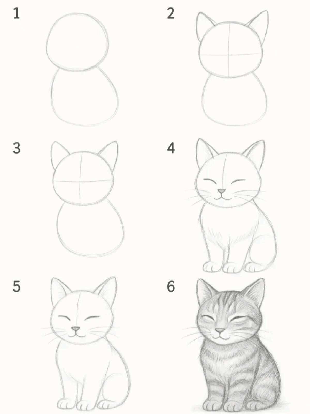 Desenhos Fáceis: Como desenhar um gato fofo a lápis