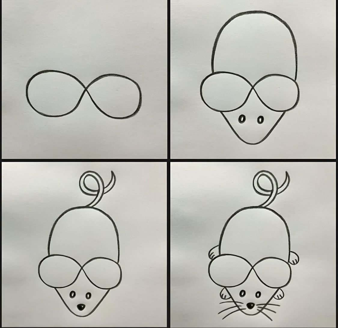 Desenhos Fáceis: Como desenhar um Rato fofo simples