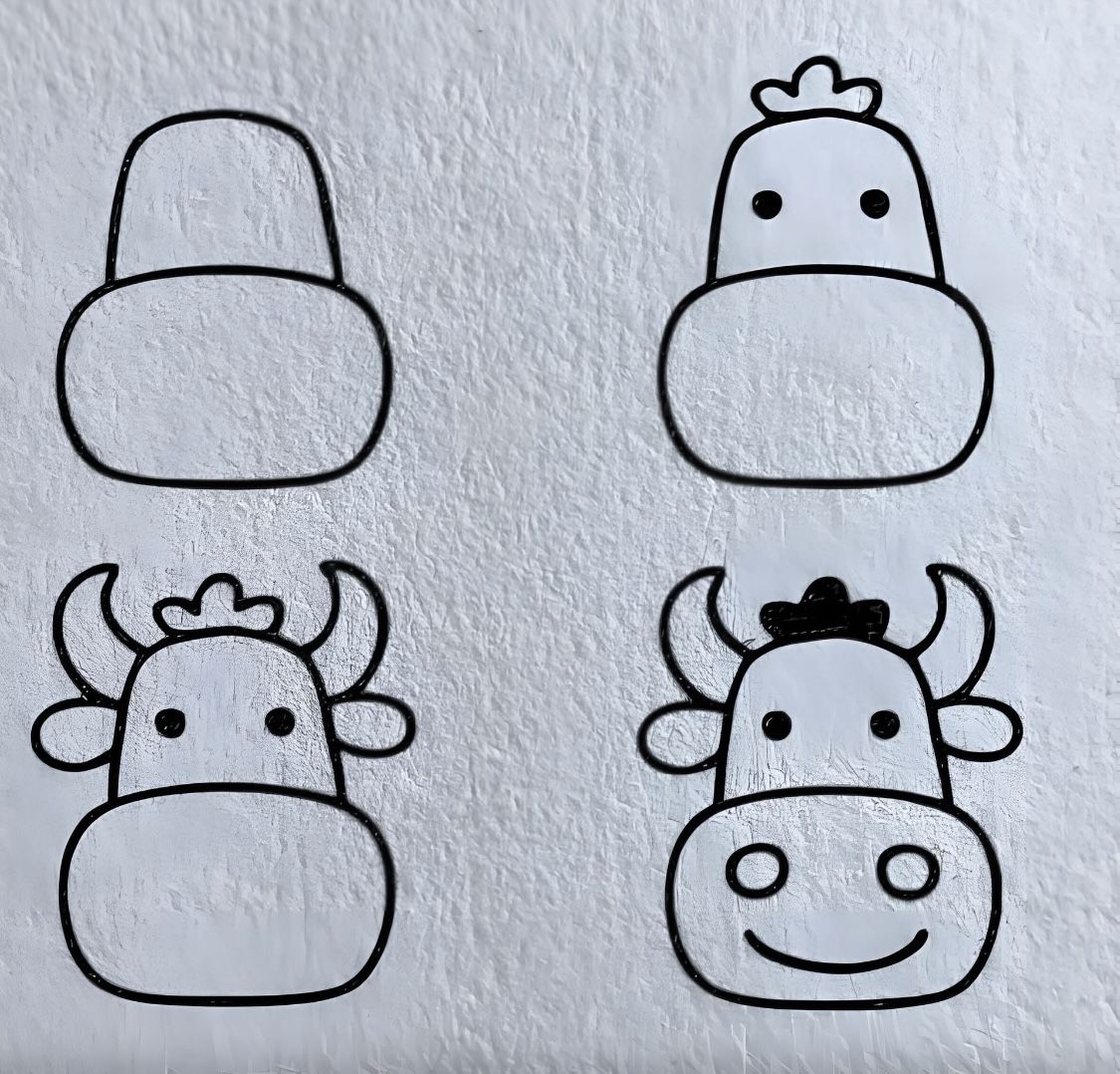 Desenhos Fáceis: Como desenhar uma vaca fofa a lápis