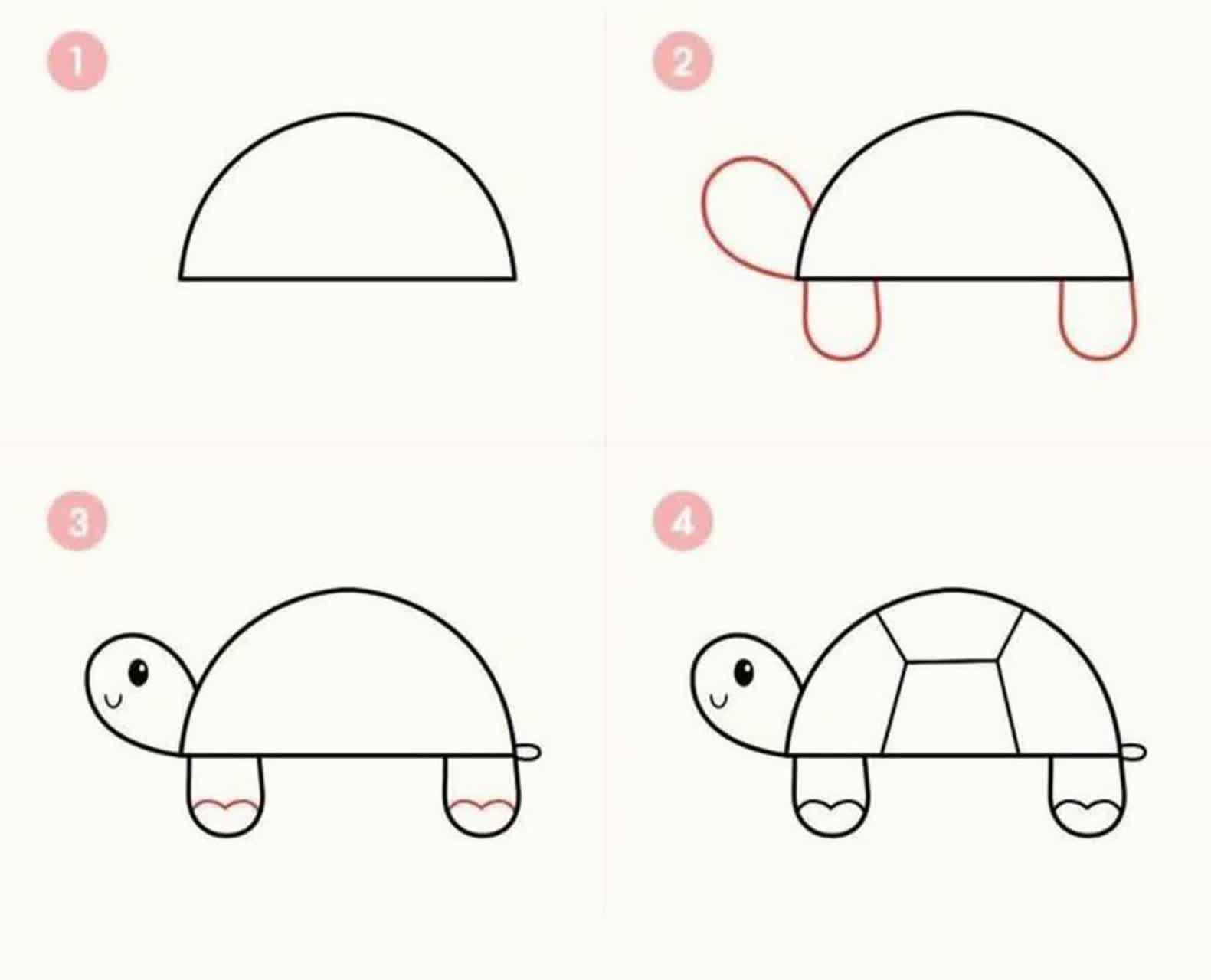 Desenhos Fáceis: Como desenhar uma Tartaruga fofa