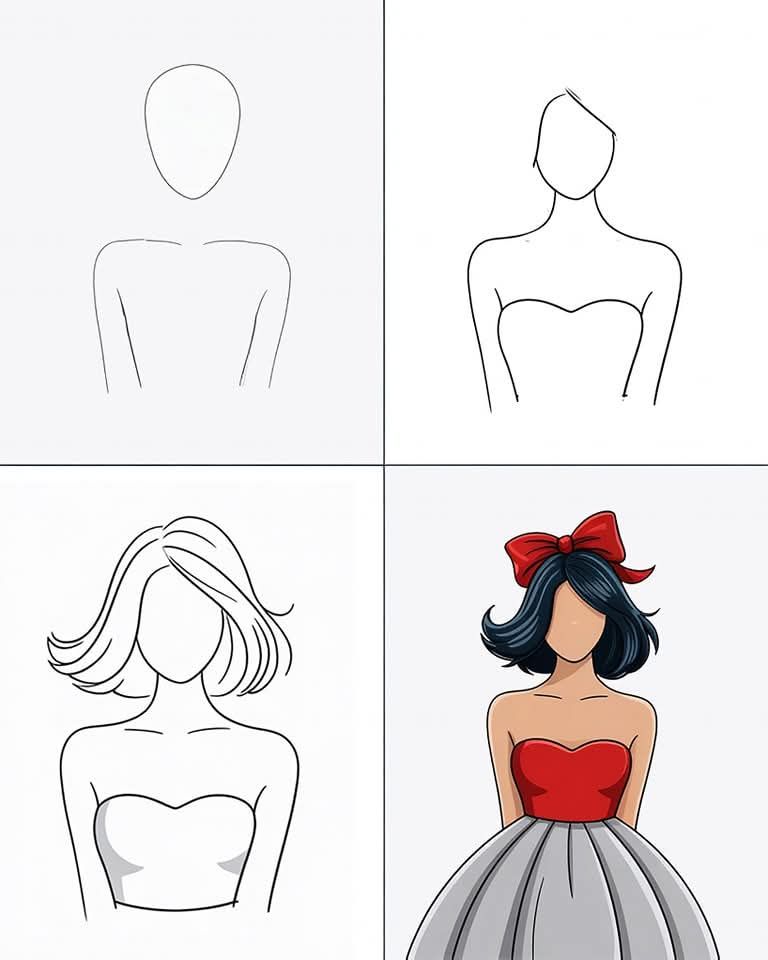 Desenhos Fáceis: Como desenhar uma boneca fofa