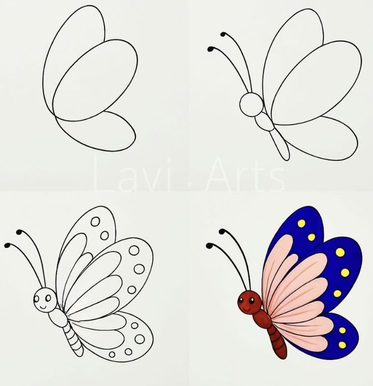 Desenhos Fáceis: Como desenhar uma Borboleta fofa