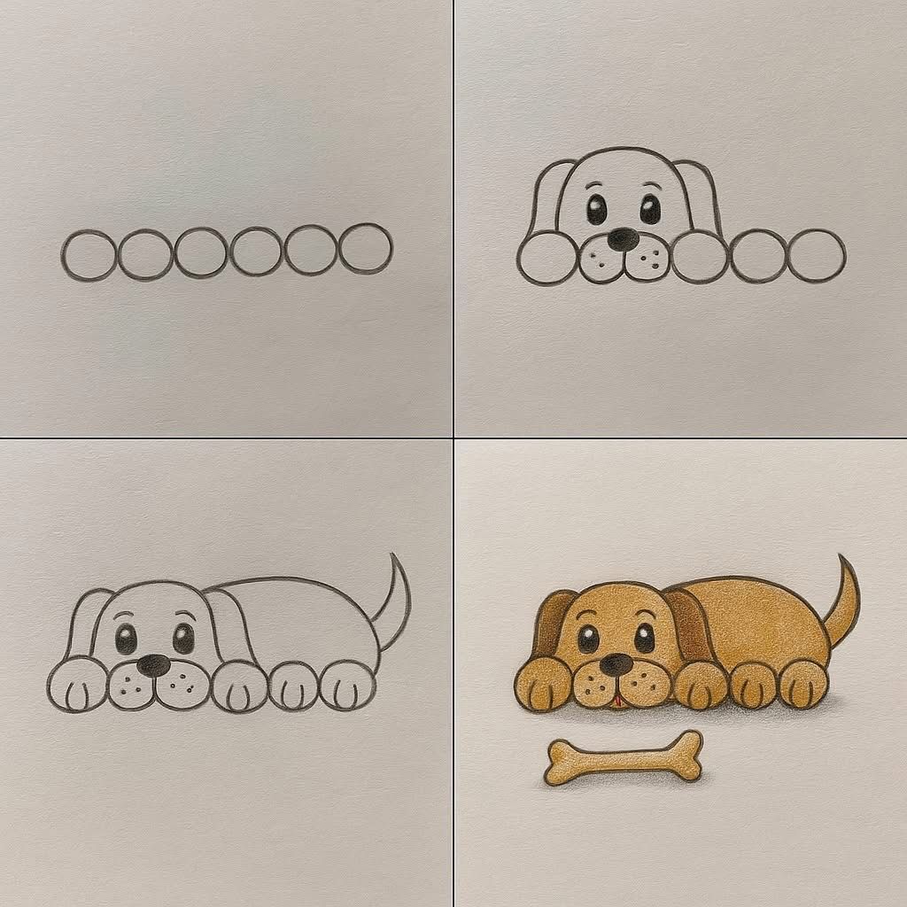 Desenhos Fáceis: Como desenhar um cachorro fofo