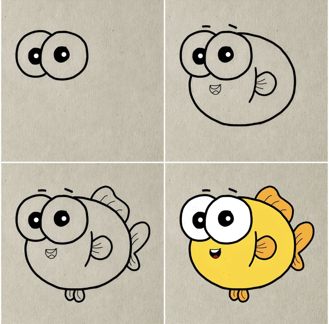 Desenhos Fáceis: Como desenhar um Peixe fofo e colorido