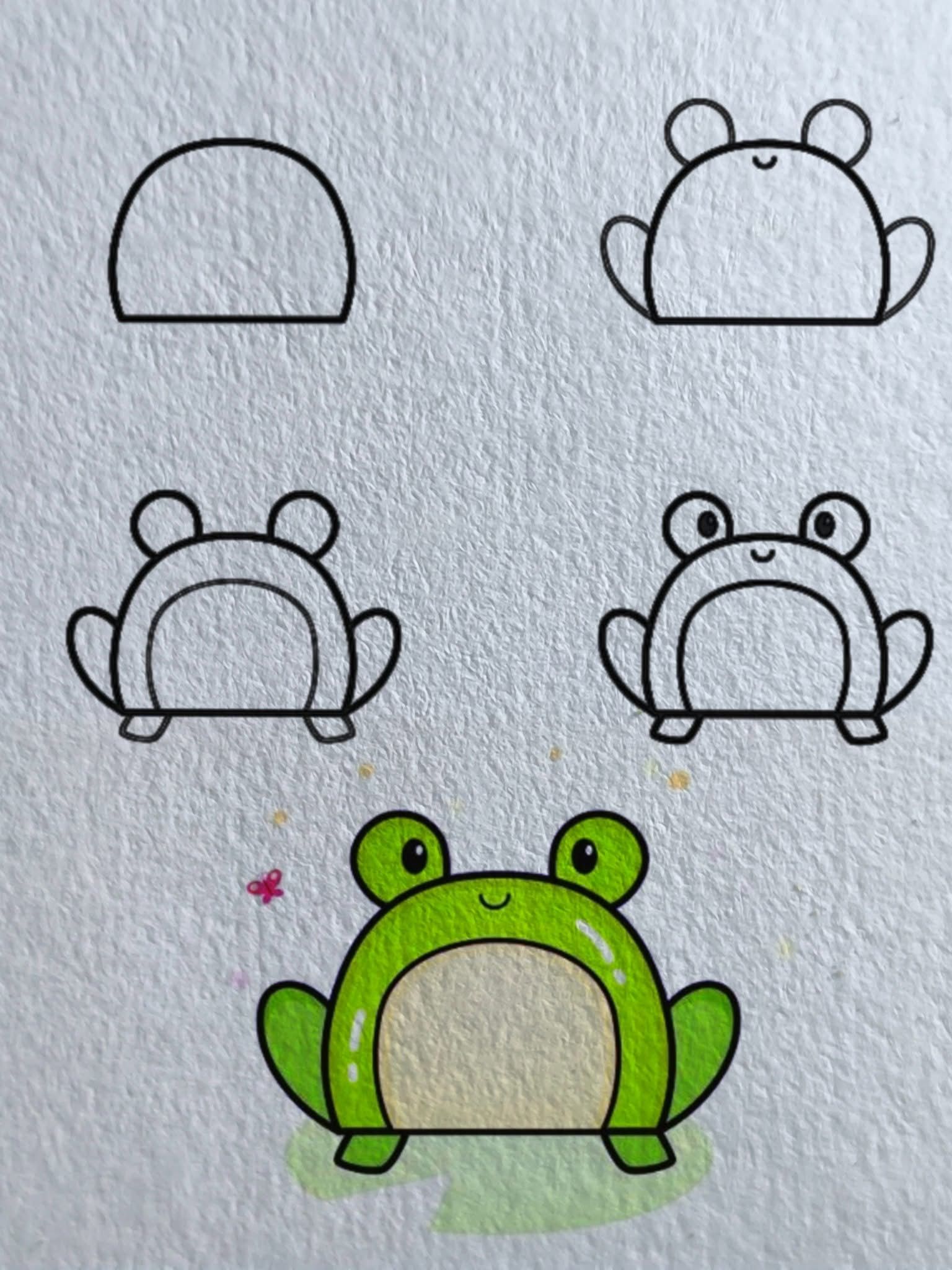 Desenhos Fáceis: Como desenhar uma rã fofa a lápis