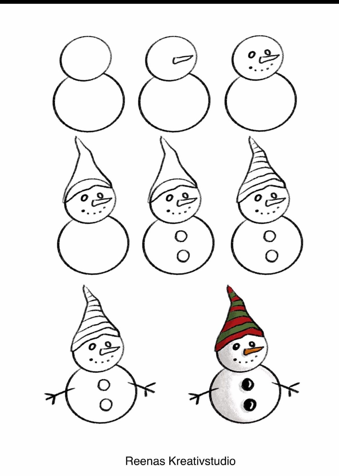 Desenhos Fáceis: Como desenhar um boneco de neve fofo