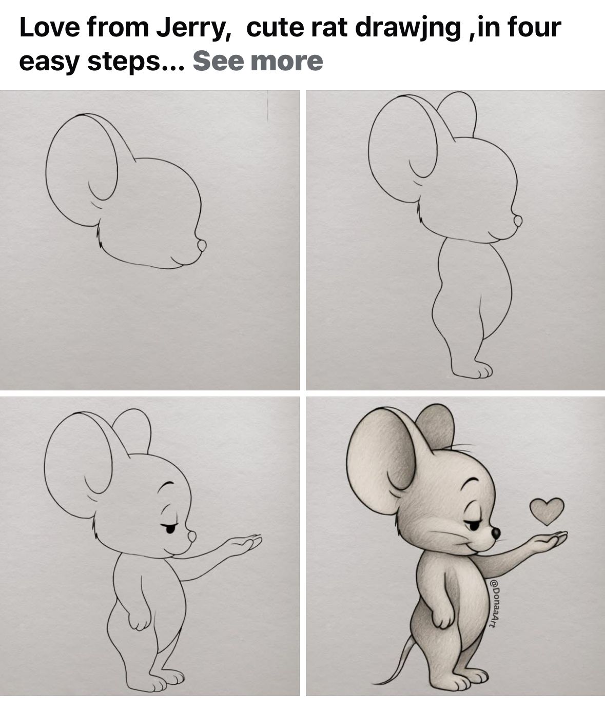 Desenhos Fáceis: Como desenhar um rato fofo a lápis