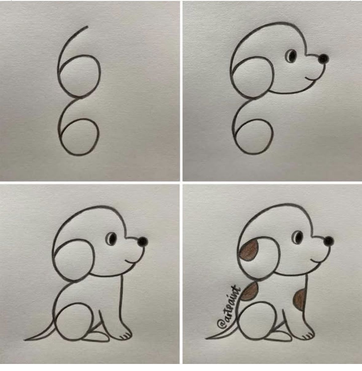 Desenhos Fáceis: Como desenhar um cão fofo a lápis
