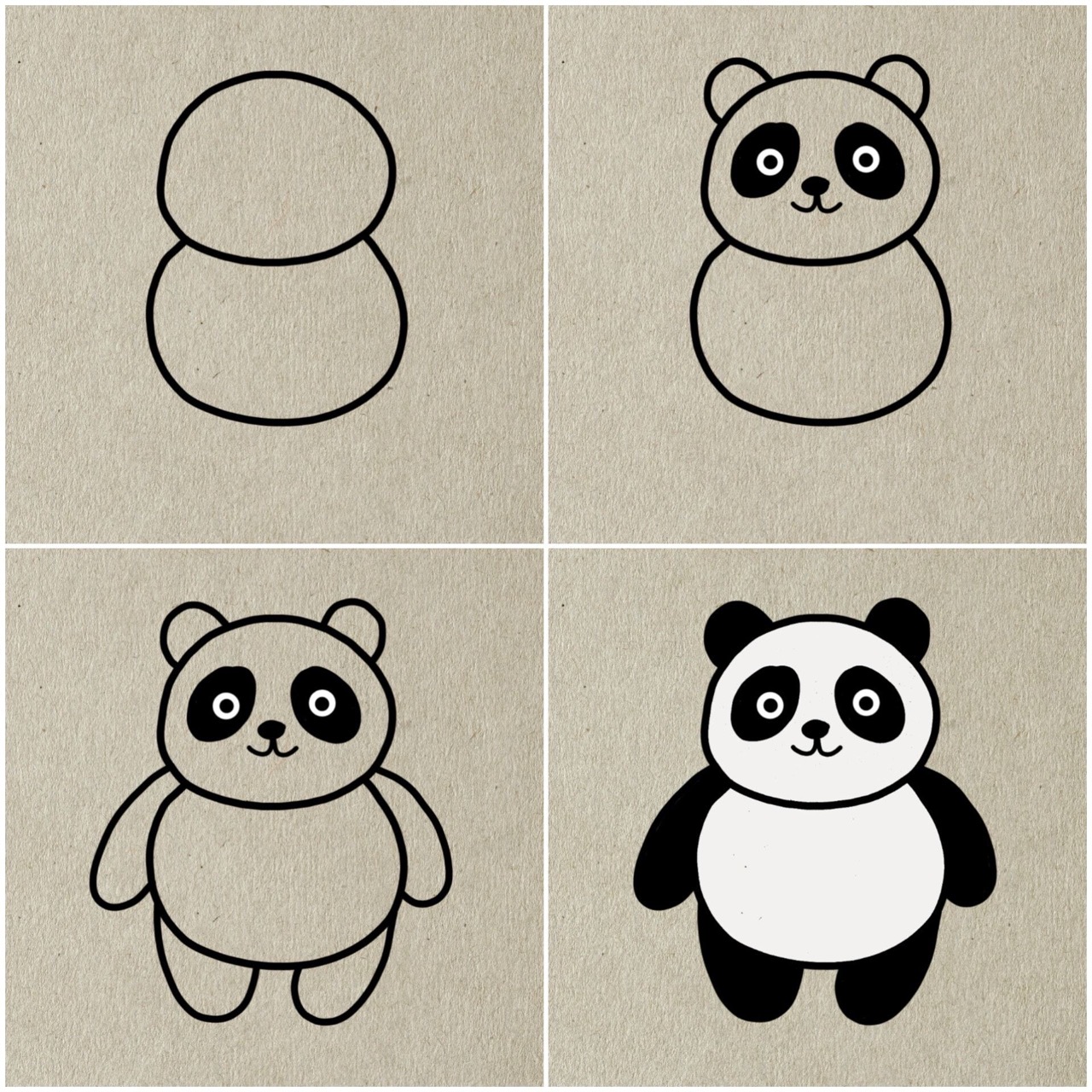 Desenhos Fáceis: Como desenhar um Panda fofo a lápis