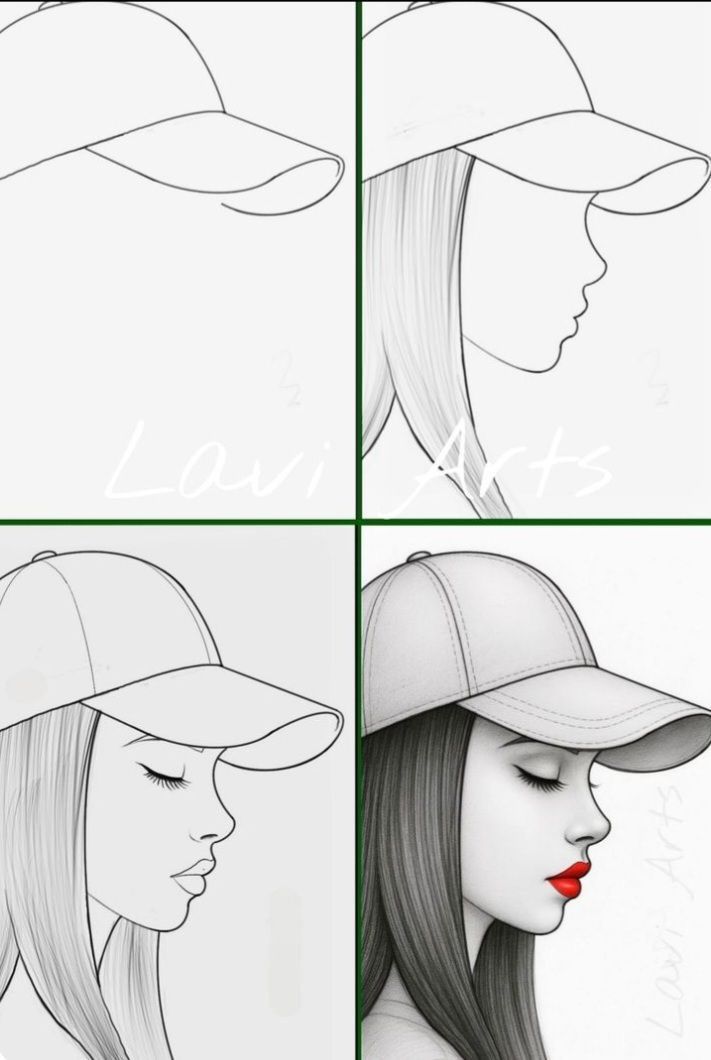 Desenhos Fáceis: Como desenhar um rosto feminino com boné