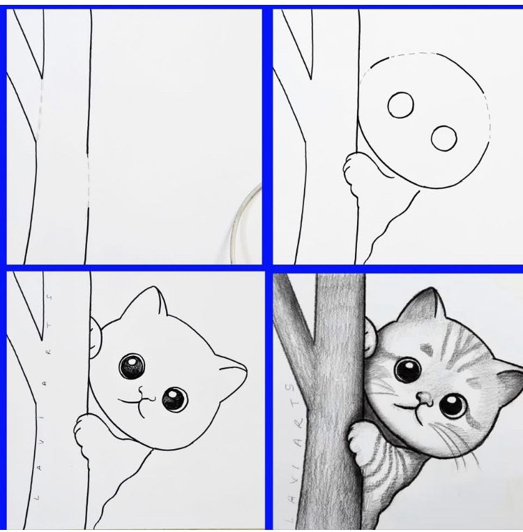 Desenhos Fáceis: Como desenhar um gato fofo a lápis