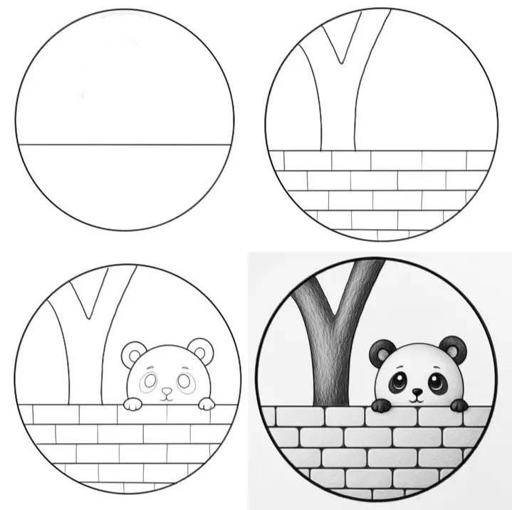 Desenhos Fáceis: Como desenhar um Panda fofo a lápis