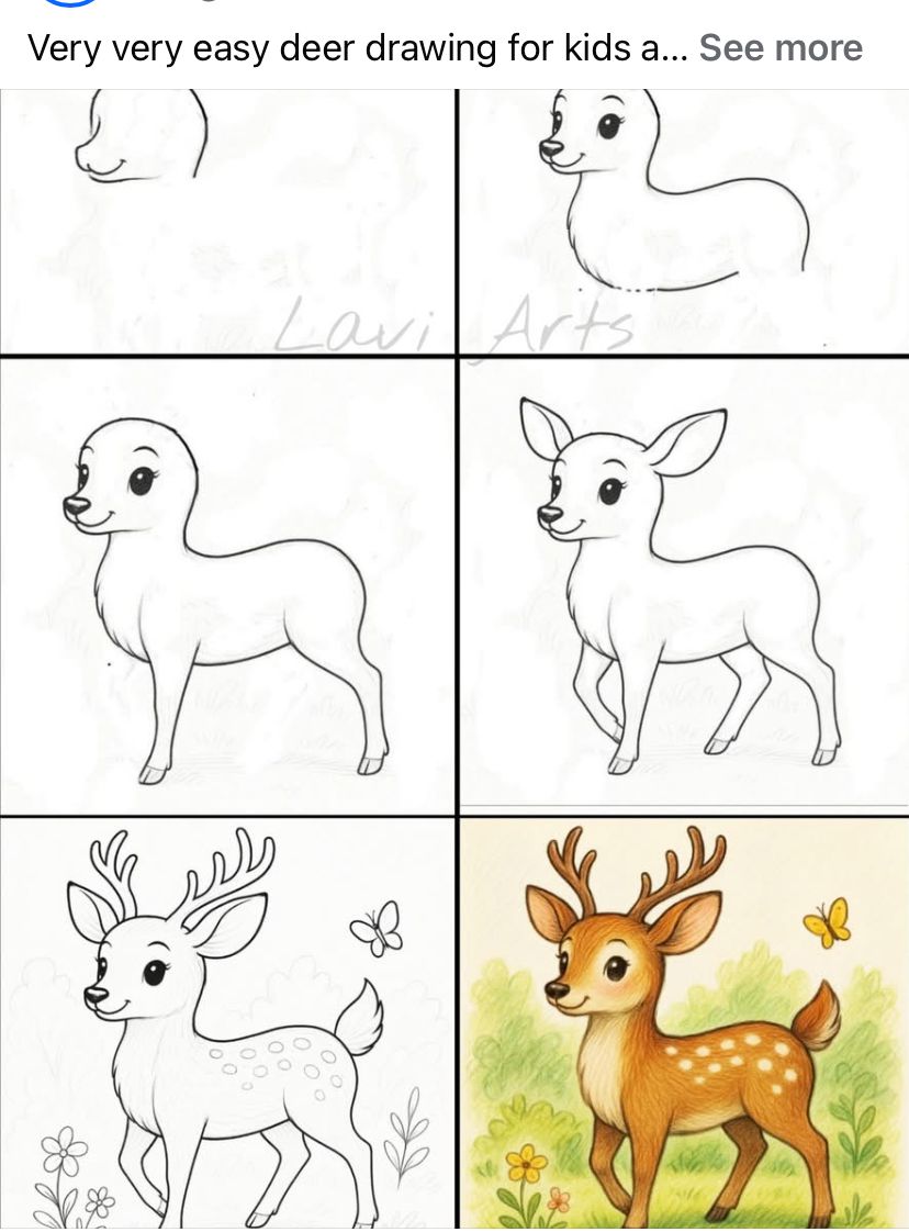 Desenhos Fáceis: Como desenhar um cervo fofo a lápis