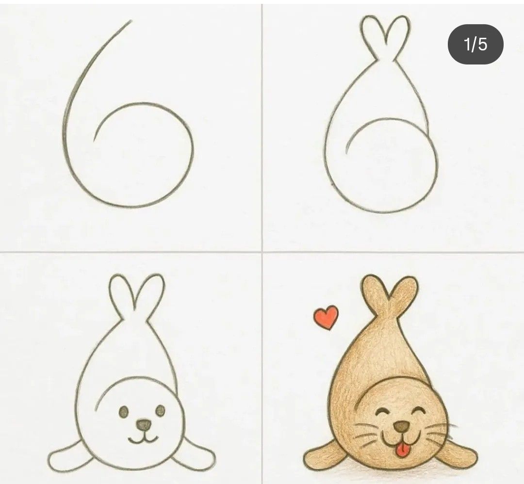 Desenhos Fáceis: Como desenhar uma fofa foca a lápis