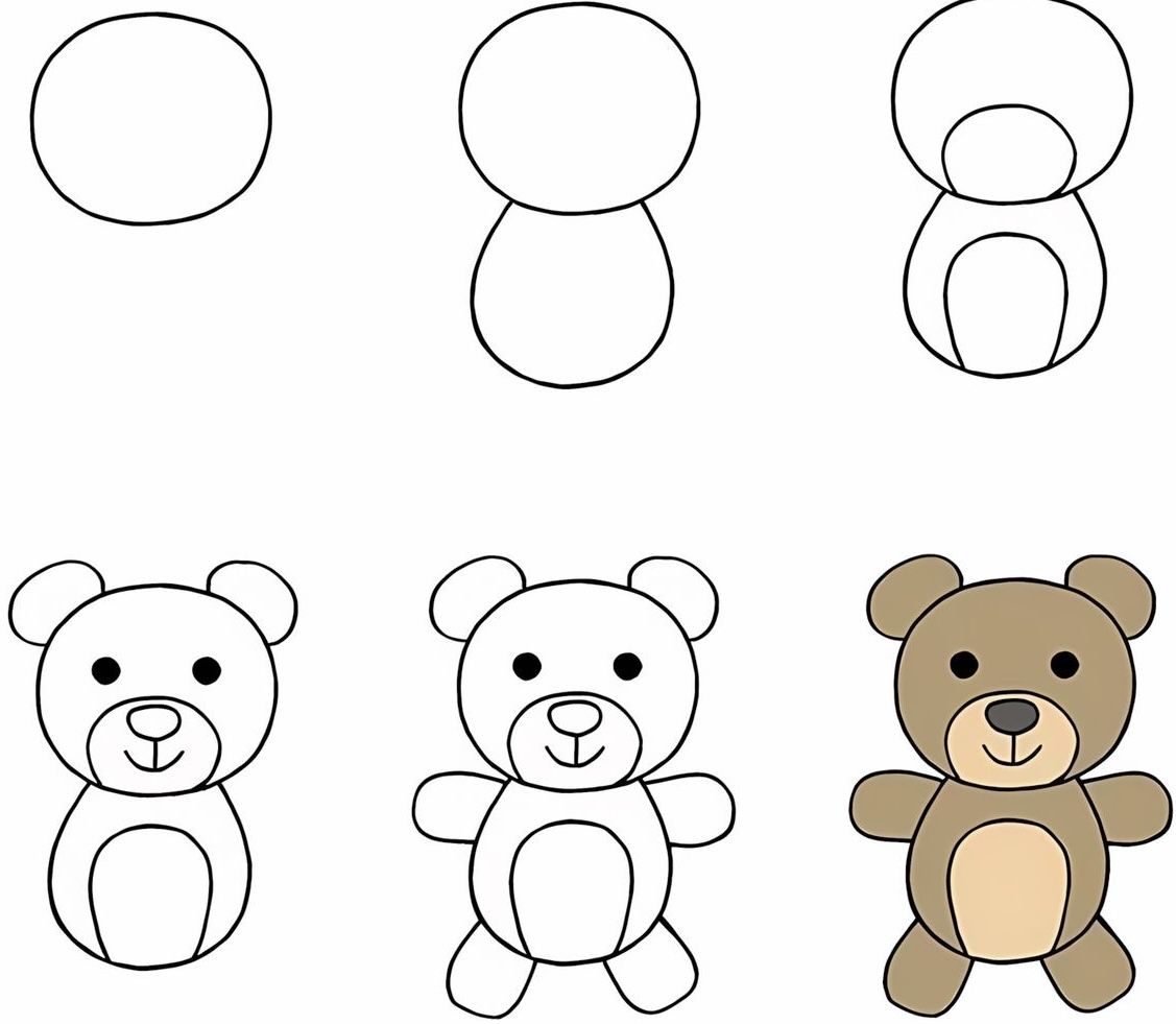 Desenhos Fáceis: Como desenhar um Urso Fofo a Lápis