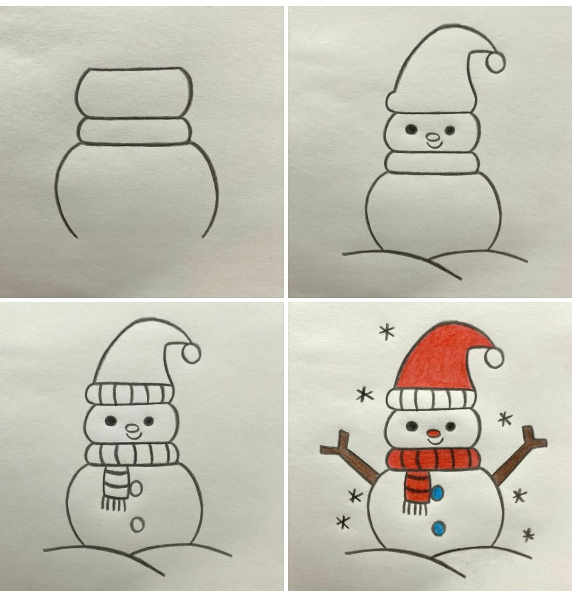 Desenhos Fáceis: Como desenhar um Boneco de Neve fofo