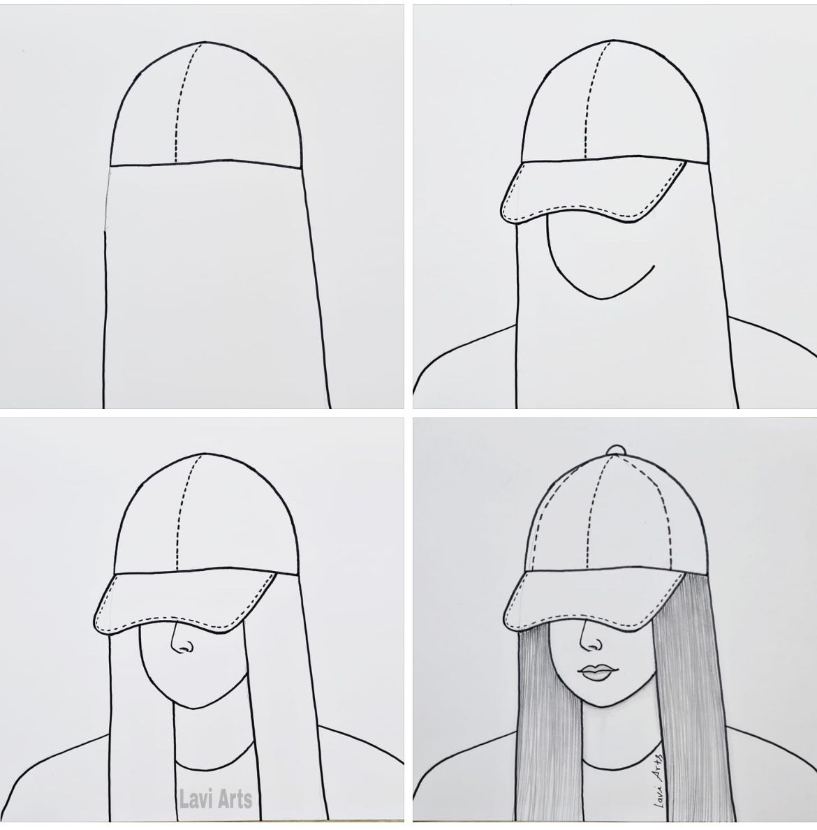 Desenhos Fáceis: Como desenhar uma jovem usando boné