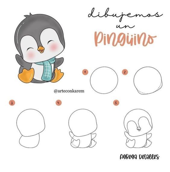 Desenhos Fáceis: Como desenhar um Pinguim fofo a lápis