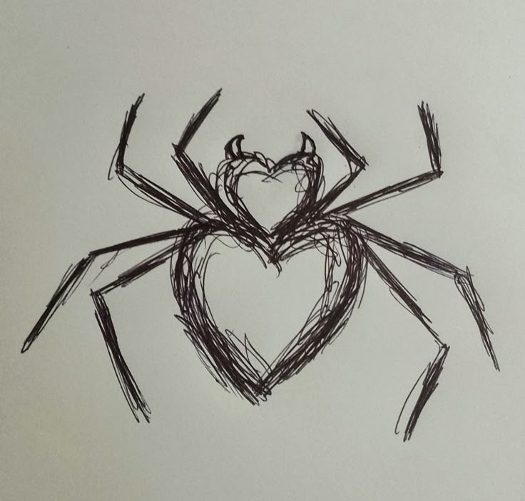 Desenho Fácil para Desenhar: Aranha com corpo em formato de coração