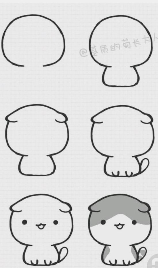 Desenho Fácil para Desenhar gato fofo em etapas simples
