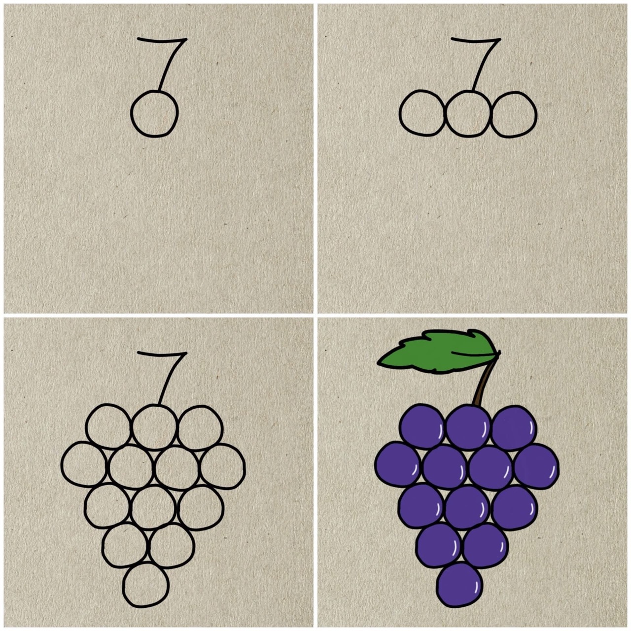 Desenhos Fáceis: Como desenhar uvas a lápis de forma simples