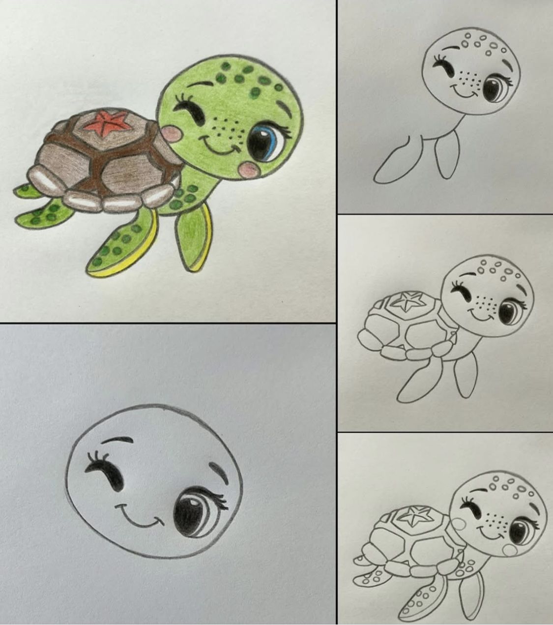 Desenhos Fáceis: Como desenhar uma tartaruga fofa a lápis