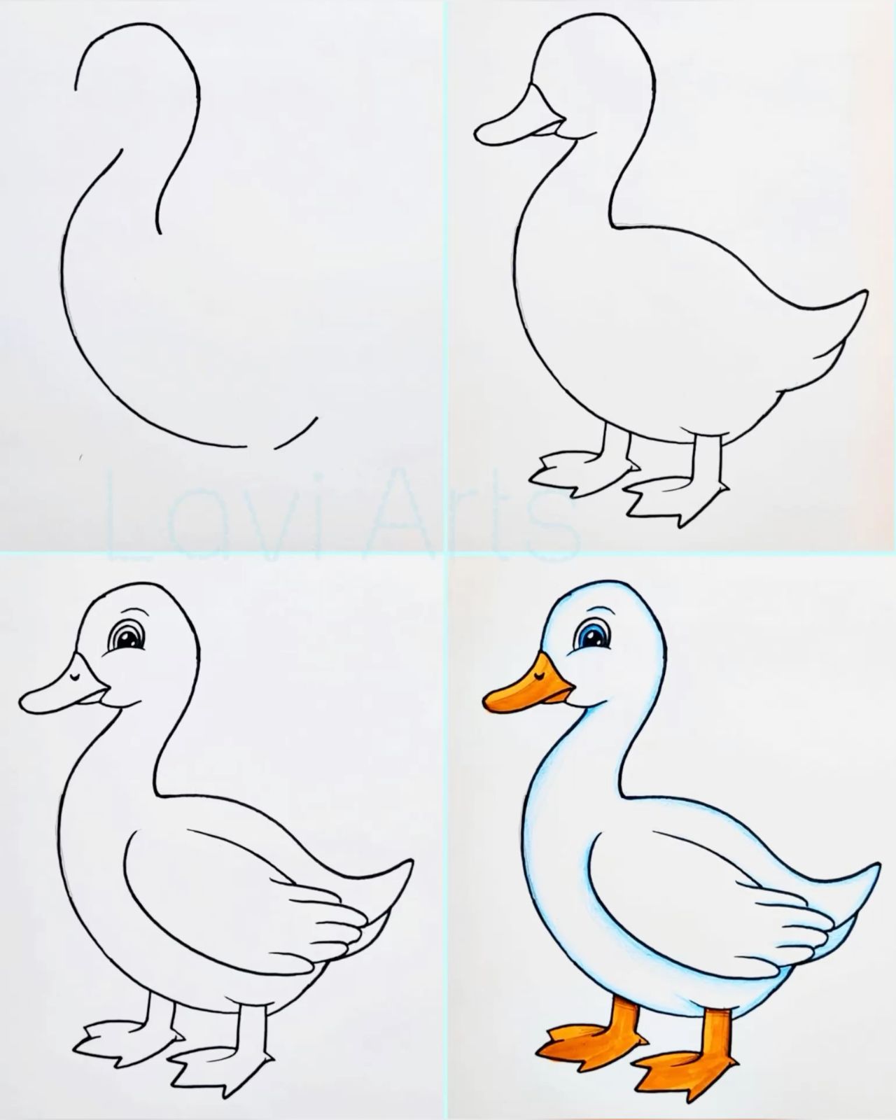 Desenhos Fáceis: Como desenhar um pato fofo a lápis
