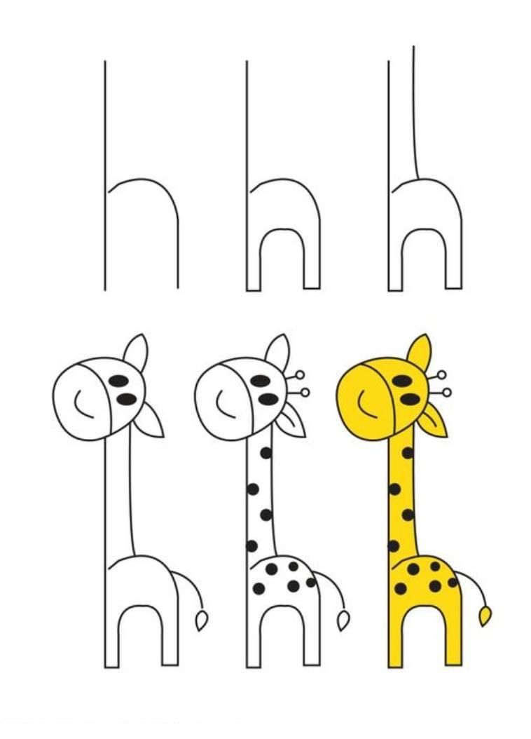 Desenhos Fáceis: Como desenhar uma girafa fofa e simples