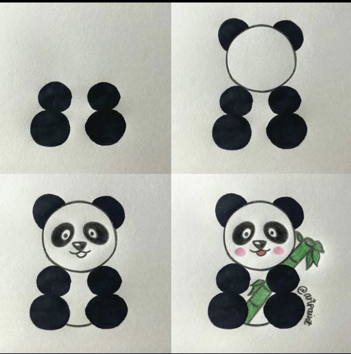 Desenhos Fáceis: Como desenhar um Panda fofo a lápis