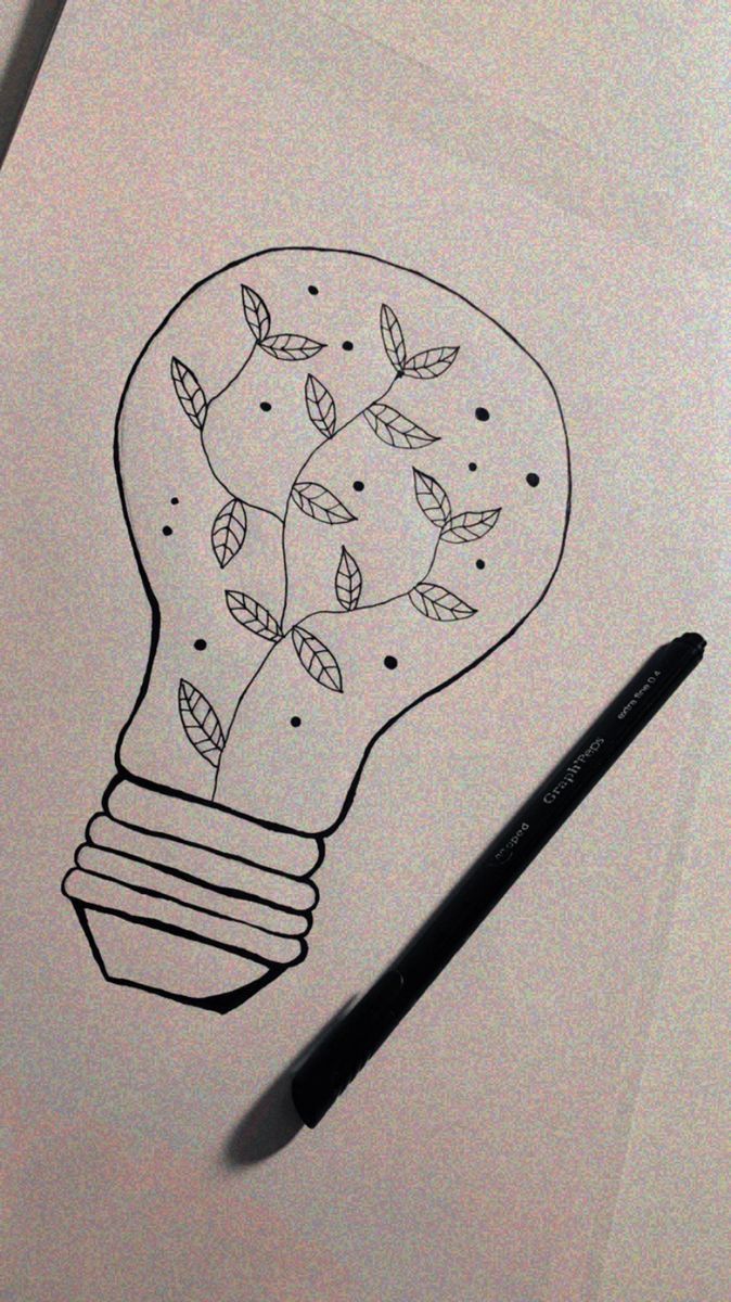 Desenho Fácil para Desenhar de Lâmpada com Folhas Decorativas