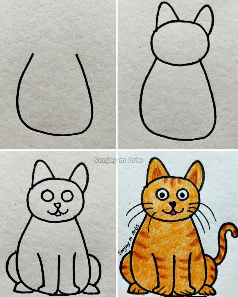 Desenhos Fáceis: Como desenhar um gato fofo a lápis