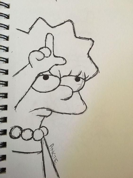 Desenho Fácil para Desenhar de Lisa Simpson fazendo gesto
