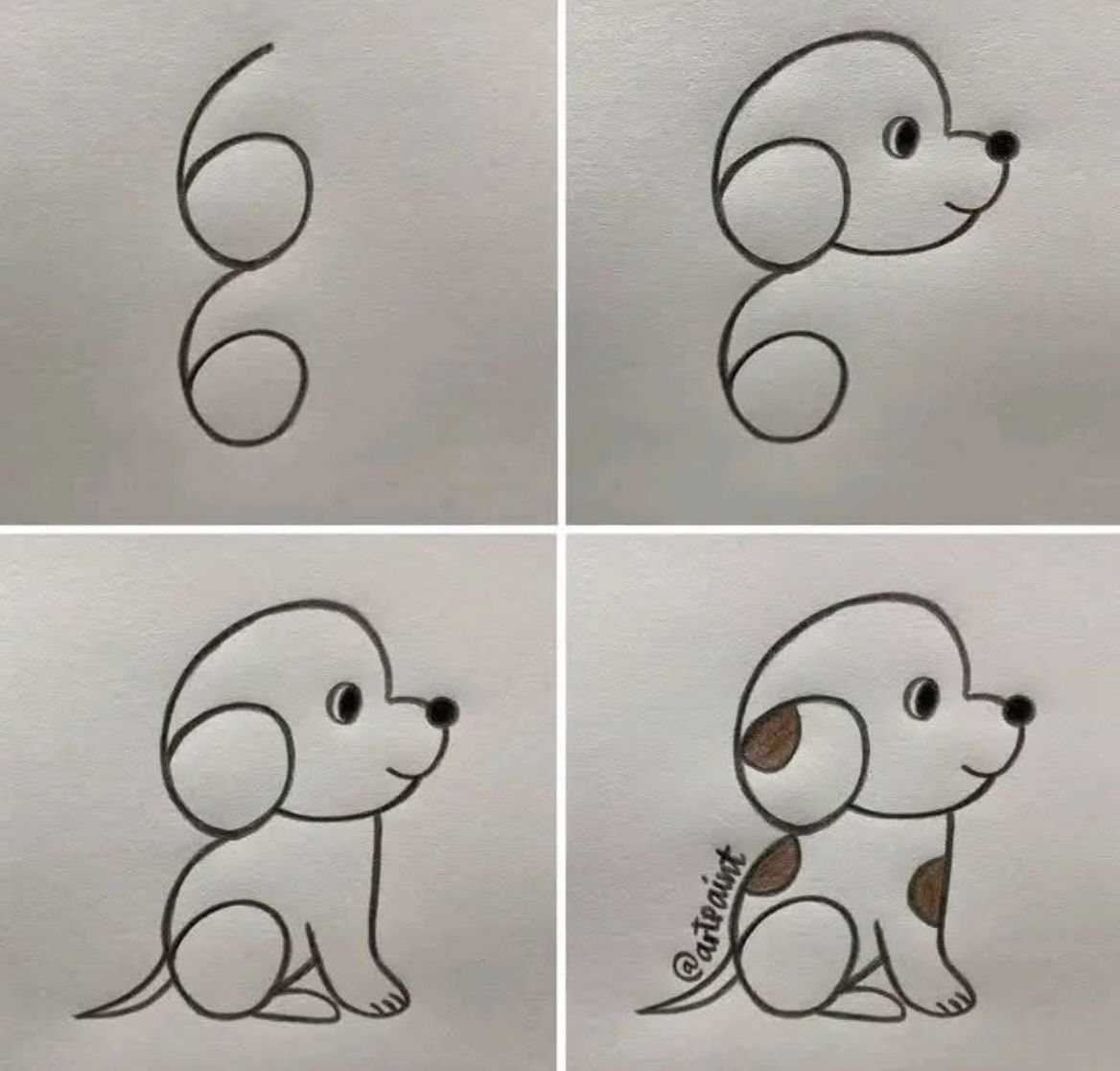 Desenhos Fáceis: Como desenhar um cachorro fofo a lápis