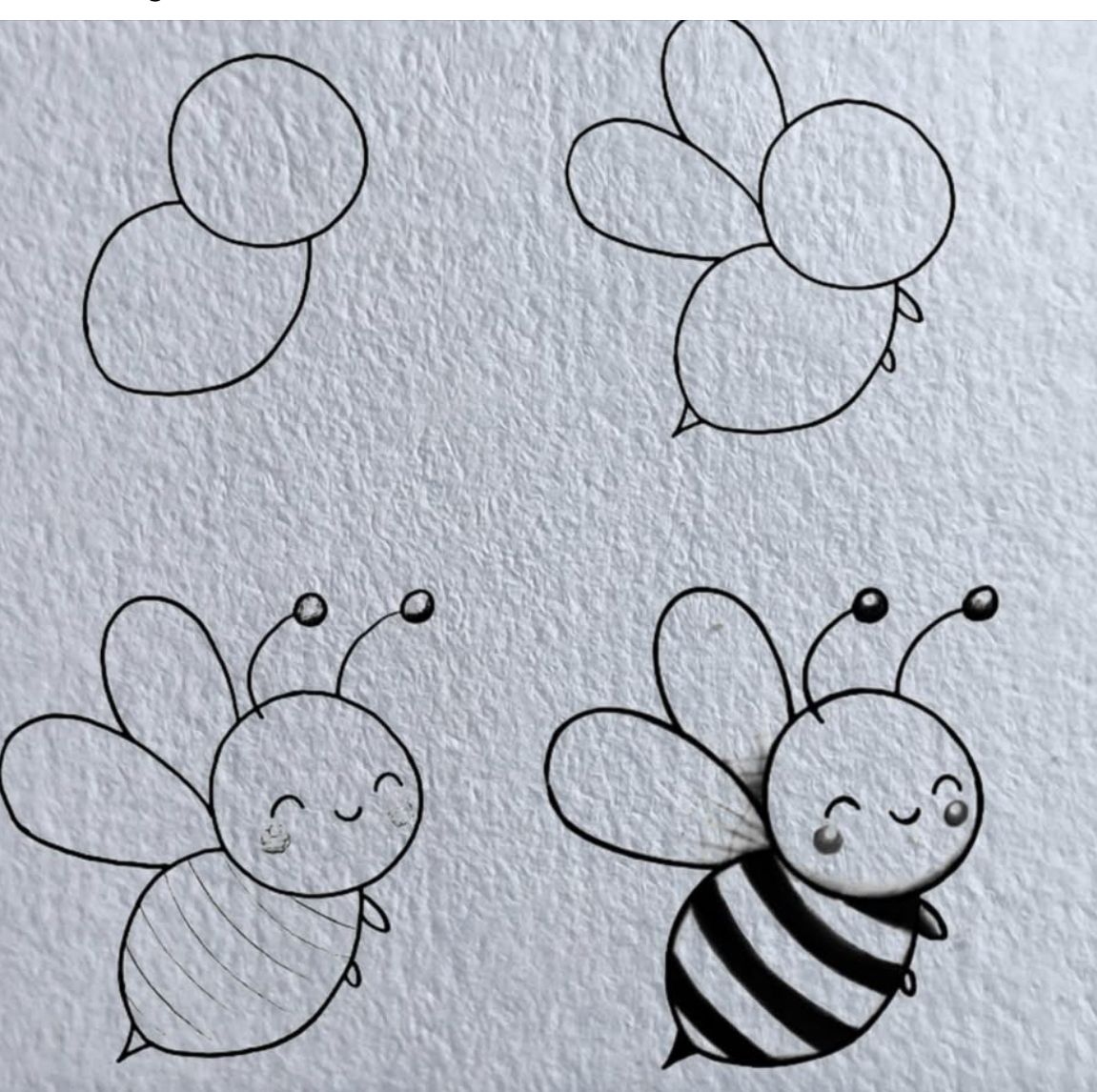 Desenhos Fáceis: Como desenhar abelhas fofas a lápis