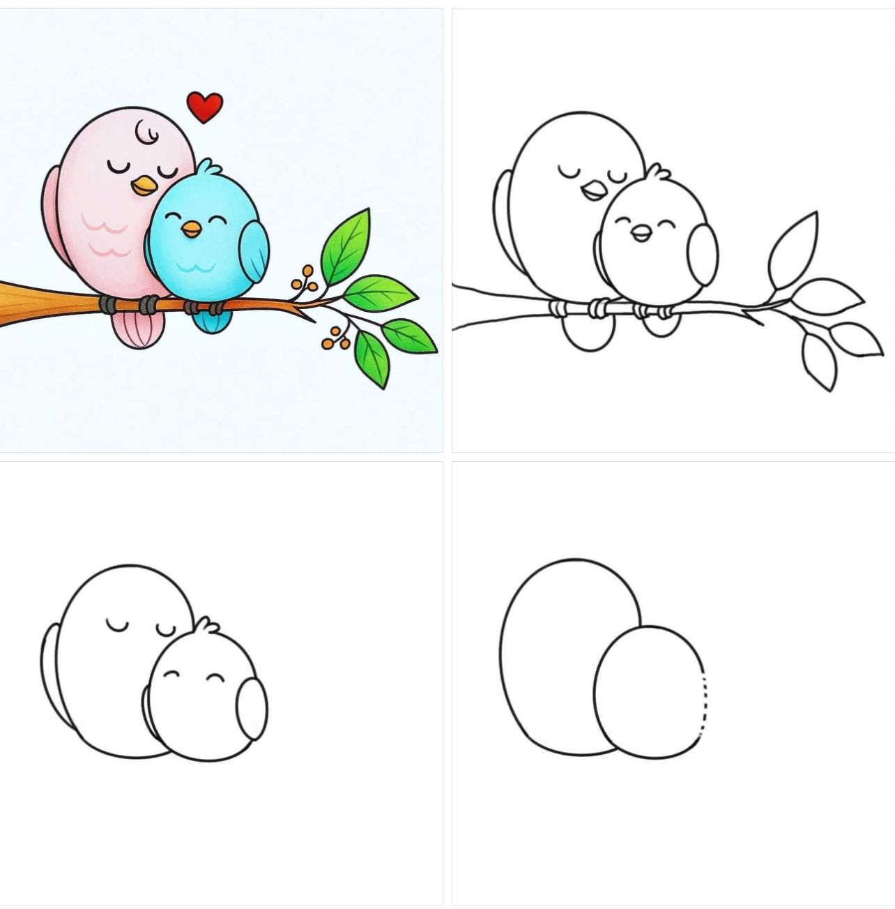 Desenhos Fáceis: Como desenhar pássaros fofos a lápis