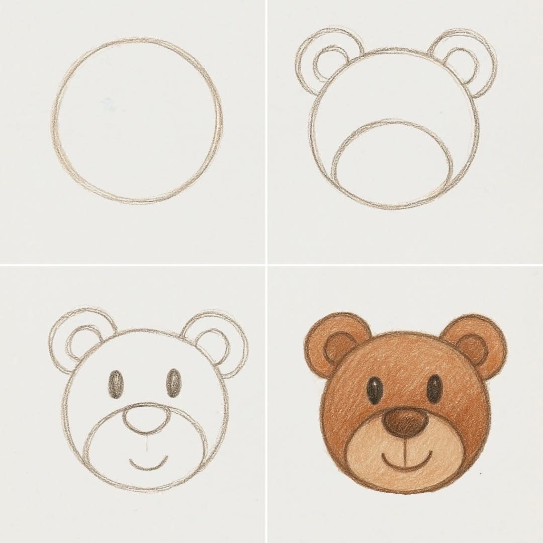 Desenhos Fáceis: Como desenhar um urso fofo a lápis