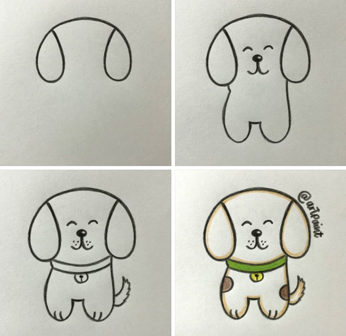 Desenhos Fáceis: Como desenhar um cão fofo a lápis