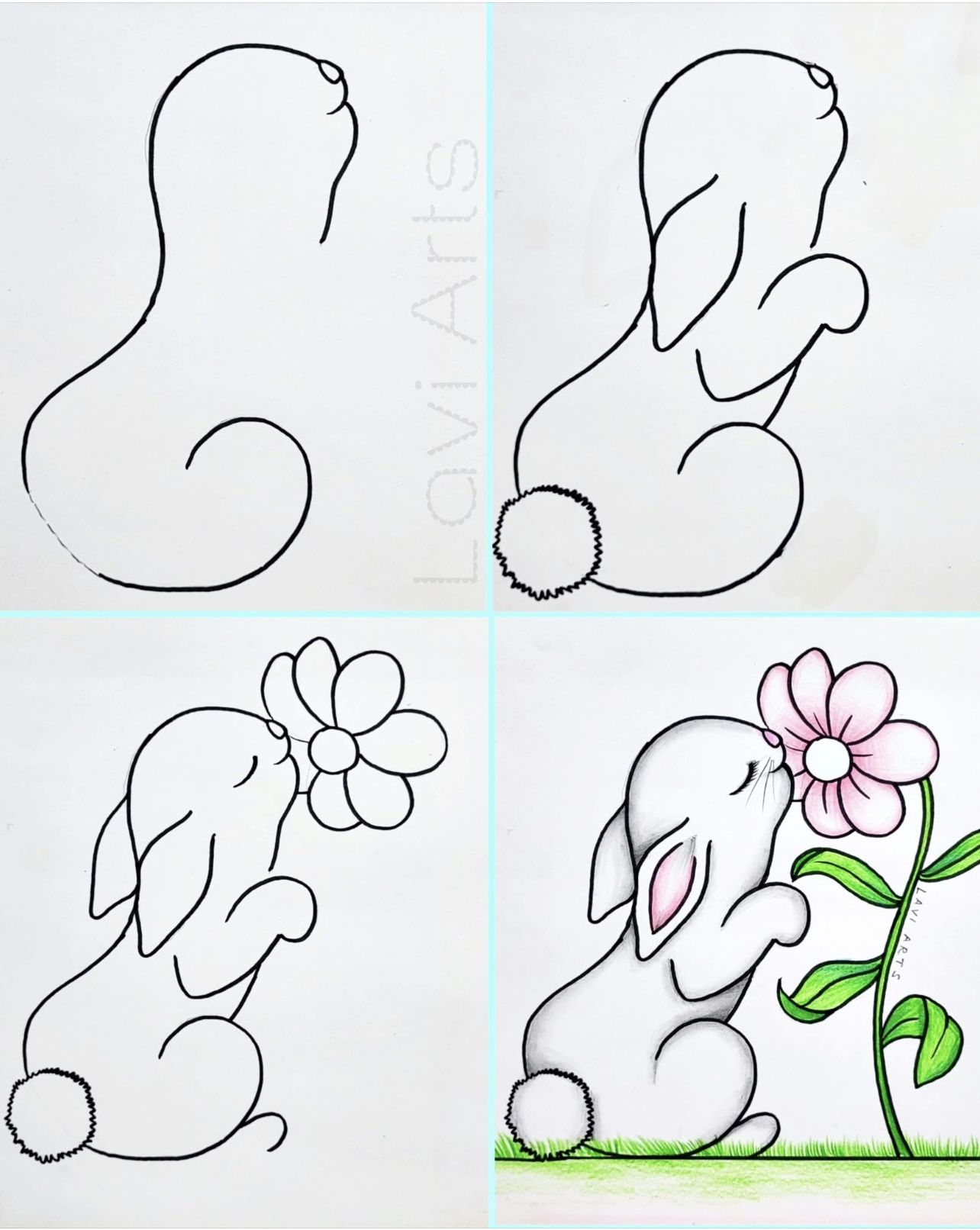 Desenhos Fáceis: Como desenhar um Coelho fofo a lápis