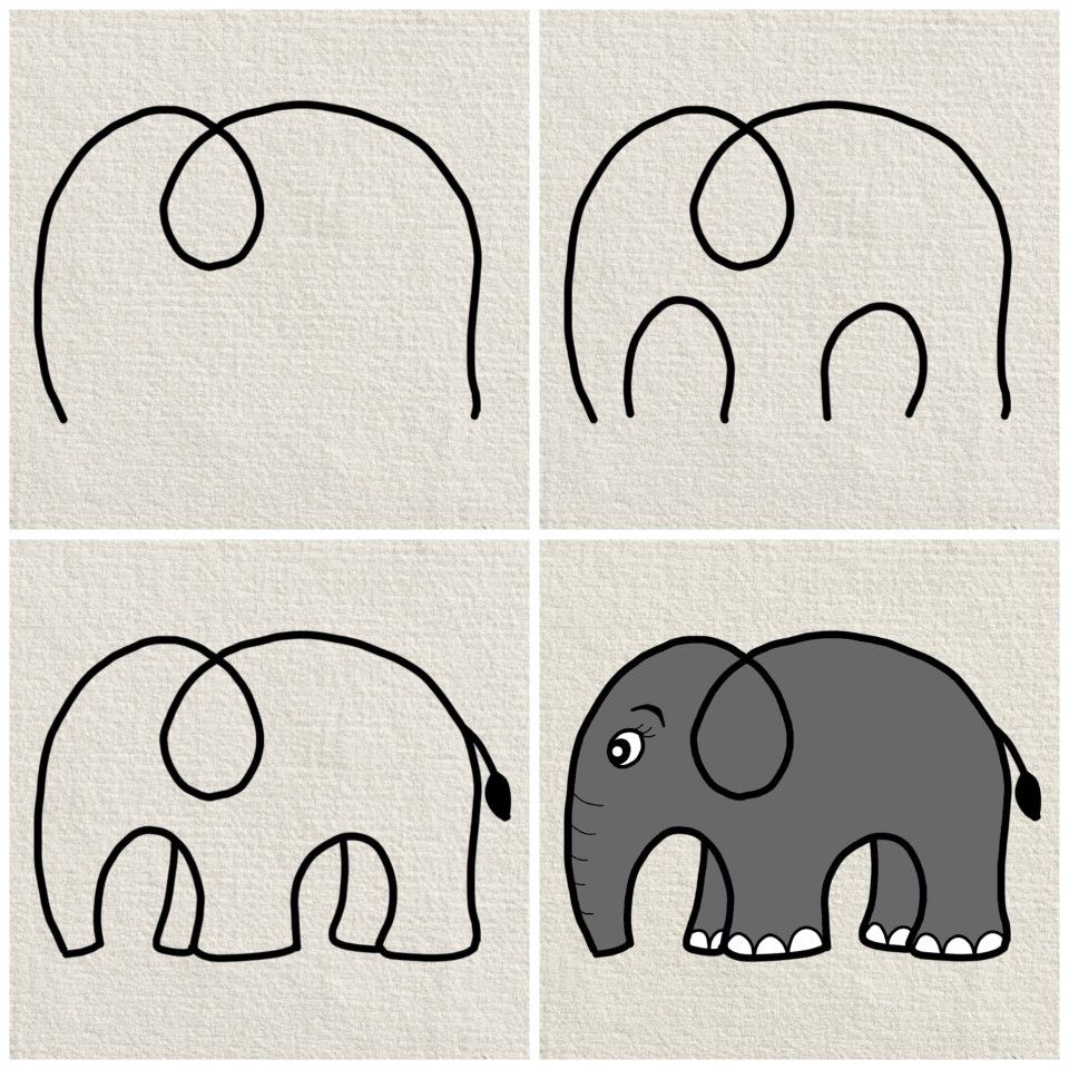 Desenhos Fáceis: Como desenhar um elefante fofo a lápis