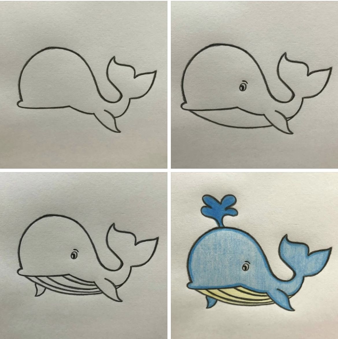 Desenhos Fáceis: Como desenhar uma baleia fofa a lápis