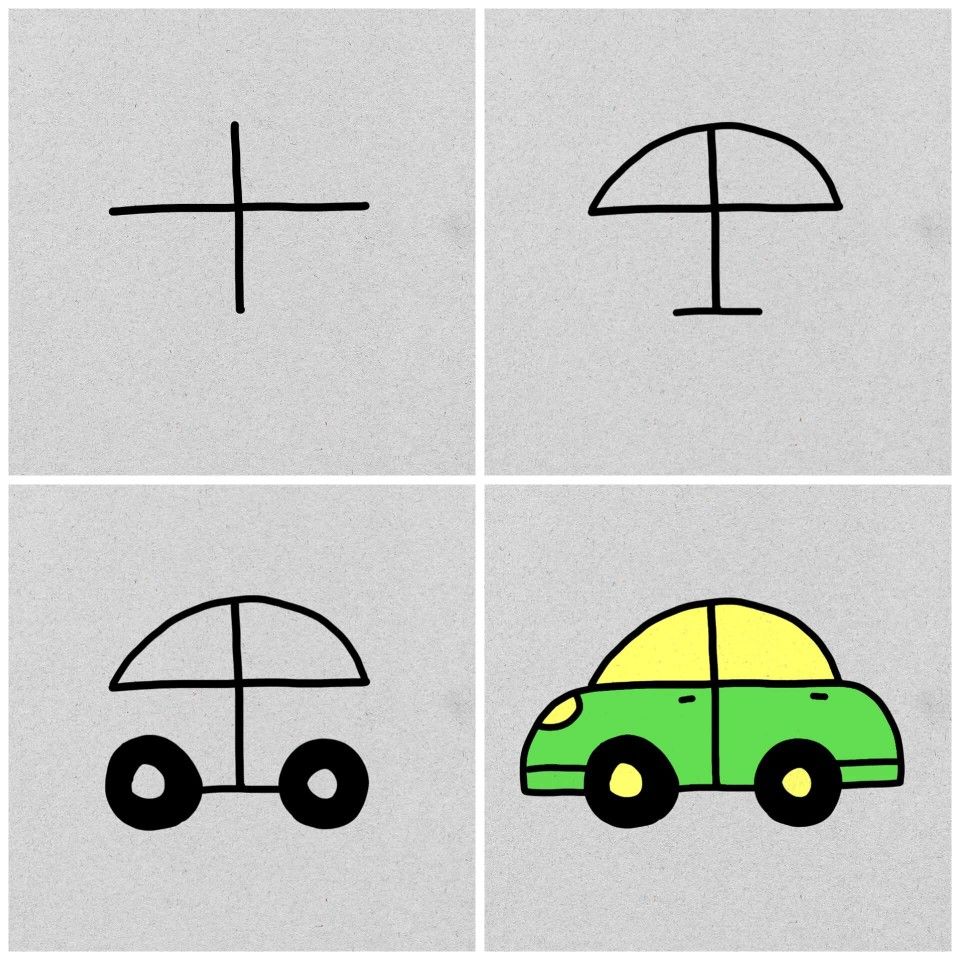 Desenhos Fáceis: Como desenhar um carro fofo a lápis