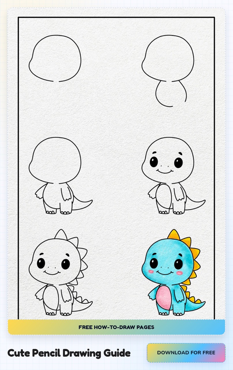 Desenhos Fofos: Dinossauro fofo para desenhar