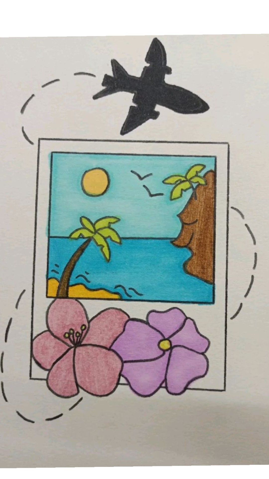 Desenhos Fofos: praia e flores para desenhar