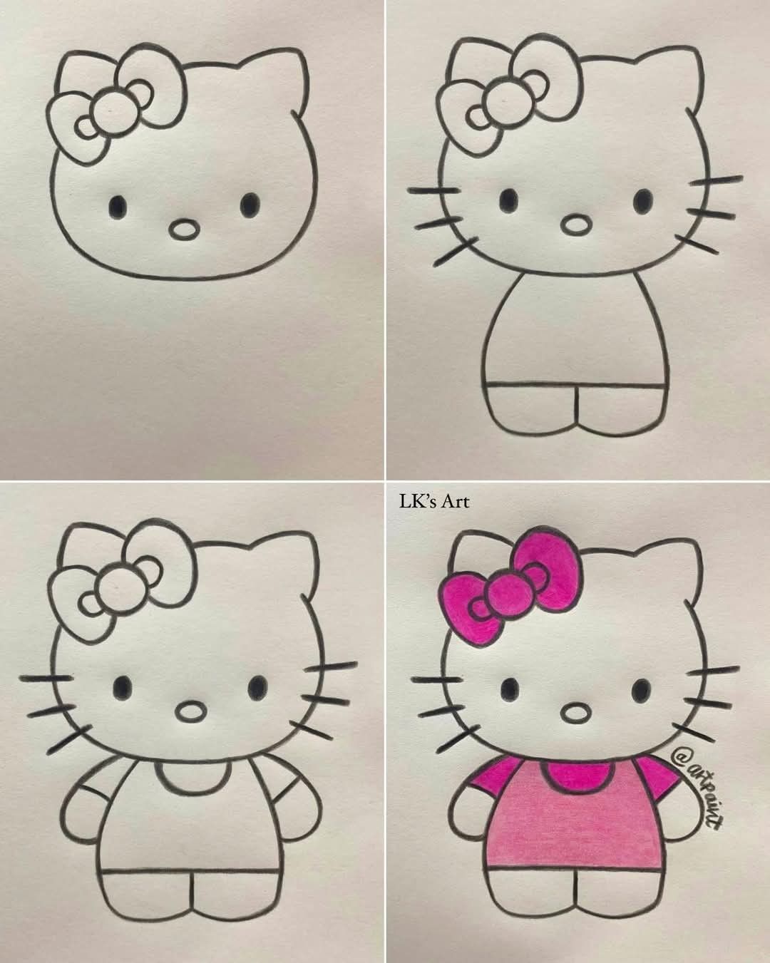 Desenhos Fofos: Hello Kitty para desenhar a lápis