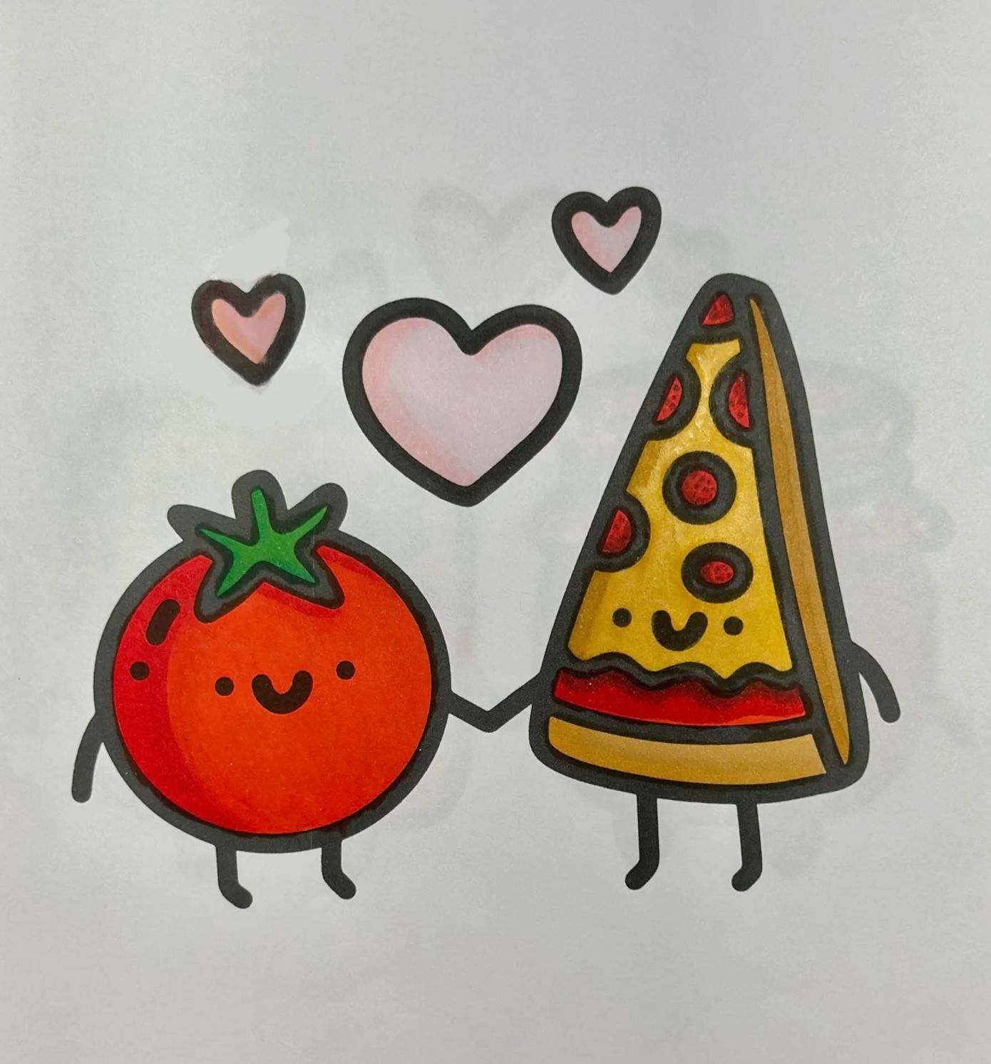 Desenhos Fofos: tomate e pizza fofos para desenhar