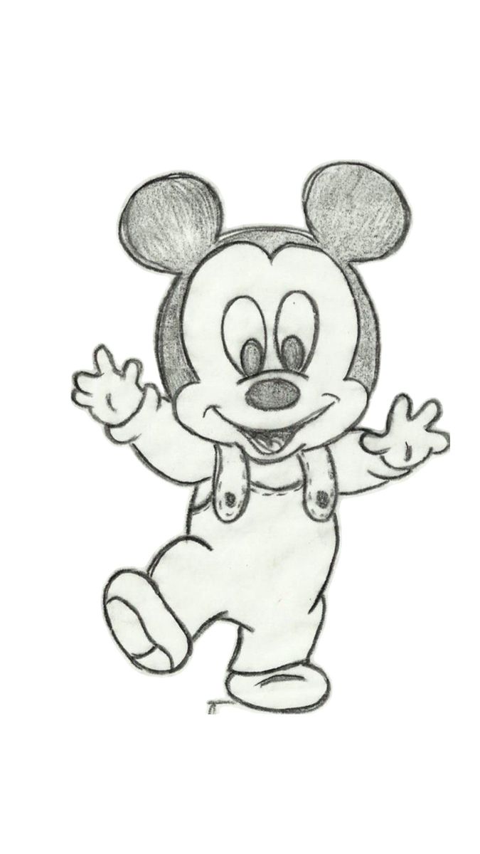 Desenhos Fofos: Mickey Mouse fofo e fácil a lápis