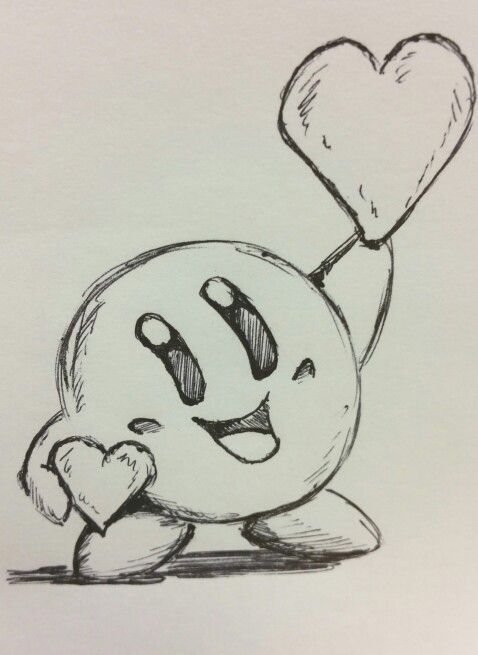 Desenhos Fofos: Personagem Kirby com coração