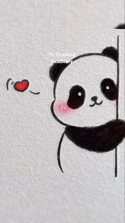 Desenhos Fofos: Panda fofo com coração fácil